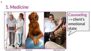 1. Medicine
baysidecarecenter.com iavrpt.org degreequery.com
Counseling
→ client’s
emotional
state
8
 