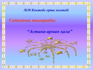 №30 Көктөбе орта мектебі
Сабақтың тақырыбы:
“Астана-арман қала”
 