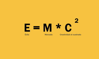 E = M * C
2
Éxito Mercado Creatividad al cuadrado
 