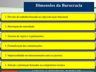 Consultoria de Planejamento - CPLAN
Secretaria de Estado da Administração - SEA
Consultor
Adm. Fabiano Duarte
Dimensões da Burocracia
 