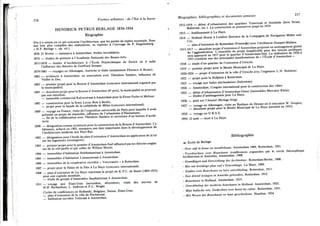 216 Formes urbaines : de l'îlot à la barre
H E N D R I C K P E T R U S B E R L A G E 1856-1934
Biographie
(On n'a retenu en ce qui concerne l'architecture, que les points de repère essentiels. Pour
une liste plus complète des réalisations, se reporter à l'ouvrage de P. Singelenberg :
« H.P. Berlage », op. cit.).
1856 21 février— naissance à Amsterdam, études secondaires.
1874 — études de peinture à l'Académie Nationale des Beaux-Arts.
1875/1878 — études d'Architecture à l'École Polytechnique de Zurich où il subit
l'influence des théories de Gottfried Semper.
1879/1881 — voyages en Allemagne, Autriche et Italie (notamment Florence et Rome).
1882 — architecte à Amsterdam, en association avec Théodore Sanders, influence de
Viollet le Duc.
1883 — premier projet pour la Bourse d'Amsterdam (concours international organisé par
la municipalité).
1885 — deuxième projet pour la Bourse d'Amsterdam (4e prix), la municipalité ne poursuit
pas son intention,
— immeuble commercial Kalverstraat à Amsterdam pour la Firme Focke et Meltzer.
1887 — construction pour la firme Lucas Bols à Berlin,
— projet pour la façade de la cathédrale de Milan (concours international).
1889 — voyage en France, visite de l'exposition universelle de Paris pour laquelle il avait
présenté un projet de mausolée, influence de l'urbanisme d'Haussmann,
— fin de la collaboration avec Théodore Sanders et ouverture d'un bureau d'archi-
tecte.
1898 — désignation comme architecte pour la construction de la Bourse d'Amsterdam. Ce
bâtiment, achevé en 1903, marquera une date importante dans le développement de
l'architecture moderne aux Pays-Bas.
1902 — désignation pour l'étude du plan d'extension d'Amsterdam en application de la loi
sur les logements (woningwet).
1903 — premier projet pour le quartier d'Amsterdam-Sud influencé par les théories anglai-
ses de la cité-jardin et par celles de William Morris.
1904 — immeubles d'habitation Hobbemastraat à Amsterdam.
1905 — immeubles d'habitation Linnaenstraat à Amsterdam.
1906 — immeubles de la coopérative ouvrière « Voorwaarts » à Rotterdam.
1907 — projet pour le Palais de la Paix à La Haye (concours international).
1908 — plan d'extension de La Haye reprenant le projet de K.P.C. de Bazel (1869-1923)
pour une capitale mondiale,
— étude de groupe d'immeubles Sarphatistraat à Amsterdam.
1911 — voyage aux États-Unis (novembre, décembre), visite des œuvres de
H . H . Richardson, L . SuUivan et F . L . Wright.
Cycles de conférences en Hollande, Belgique, Suisse, États-Unis.
— plan d'extension de la ville de Purmerend,
— habitation ouvrière Tolstraat à Amsterdam.
Biographies, bibliographies et documents annexes 217
1912-1919 — début d'urbanisation des quartiers Transwaal et Insulinde (Java Straat,
Balistraat, etc.). La construction se poursuivra jusqu'en 1919.
1913 — établissement à La Haye.
1914 — Holland House à Londres (bureaux de la Compagnie de Navigation Millier and
Co),
— plan d'extension de Rotterdam (Vreewijk) avec l'architecte Granpré-Molière.
1915-1917 — deuxième projet d'extension d'Amsterdam projetant un aménagement global
de l'agglomération. L'ensemble du projet inapplicable pour des raisons juridiques
sera approuvé en 1917 pour le quartier d'Amsterdam-Sud. La réalisation de 1920 à
1935 constitue une des principales manifestations de « l'École d'Amsterdam ».
1918 — étude d'un quartier de l'extension d'Utrecht.
1919 — premier projet pour le Musée Municipal de La Haye.
1920-1924 — projet d'extension de la ville d'Utrecht avec l'ingénieur L . N . Holsboer.
1922 — projet pour la Hofplein à Rotterdam.
1923 — voyage aux Indes néerlandaises (Indonésie).
1924 — Amsterdam, Congrès international pour la construction des villes.
1925 — début d'urbanisation d'Amsterdam-Ouest (immeubles Mercator Klein),
— études d'aménagement pour La Haye.
1926 — pont sur l'Amstel (Berlage bnig).
1927 — voyage en Allemagne, visite au Bauhaus de Dessau où il rencontre W. Gropius,
— deuxième projet pour le Musée Municipal de La Haye (terminé en 1935).
1929 _ voyage en U.R.S.S.
1934 12 août — mort à La Haye.
Bibliographie
a) Écrits de Berlage
- Over stijl in bouw en meublekunst, Amsterdam 1904, Rotterdam, 1921.
- Voordrachten over Bouwkunst (conférences organisées par le cercle théosophique
Architectura et Amicitia), Amsterdam, 1908.
- Grundlagen und Entwicklung der Architektur, Rotterdam/Berlin, 1908.
- Het mil breidings plan van's Gravenhage, La Haye, 1909.
- Studies over Bouwkunst en hare onlwikkeling, Rotterdam, 1911.
- Een drietal lezingen in Amerika gehouden, Rotterdam, 1912.
- Bouwkunst in Holland, Amsterdam, 1913.
- Onlwikkeling der moderne bouwkunst in Holland, Amsterdam, 1925.
- Mijn Indische reis. Gedachten over kunst S/i cultur, Rotterdam, 1931.
- Het Wezen der Bouwkunst en haar geschiedenis, Haarlem, 1934.
 