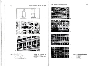 146 Formes urbaines : de l'îlot à la barre
Le Corbusier et la Cité Radieuse
147
Fig. 46. L'unité d'habitation.
a. Les deux échelles :
1. L'unité. 2. La cellule.
b. Coupe sur la loggia.
c. La cité-jardin verticale
(photomontage à partir de la
façade du Pavillon de
l'Esprit Nouveau).
d. L'espace de la loggia (Mar-
seille).
SUmR^wSt tan BSFr, Y T T C T ^ T T T T
.tes»" B b
Fig. 47. La dégradation de la paroi.
ci. Marseille.
b. Nantes.
c. Briey.
d. Firminy.
 