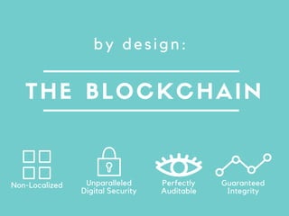 Today, however, a new technology called
THE BLOCKCHAIN presents a whole new
approach...
“The consequences of this breakthrough are hard to overstate.”
­ Marc Andreessen, Inventor of the internet browser
 