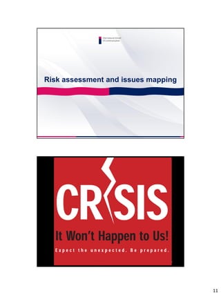 11
Risk assessment and issues mapping
International School
Of Communication
22
 