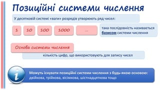 Подання даних у комп'ютері. Системи числення | PPT