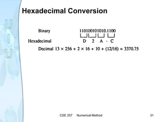 Hexadecimal Conversion
CSE 257 Numerical Method 31
 