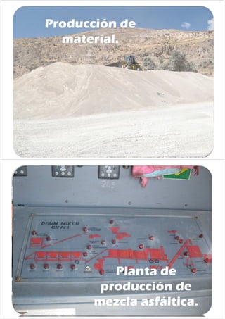 Producción de
material.
Planta de
producción de
mezcla asfáltica.
 