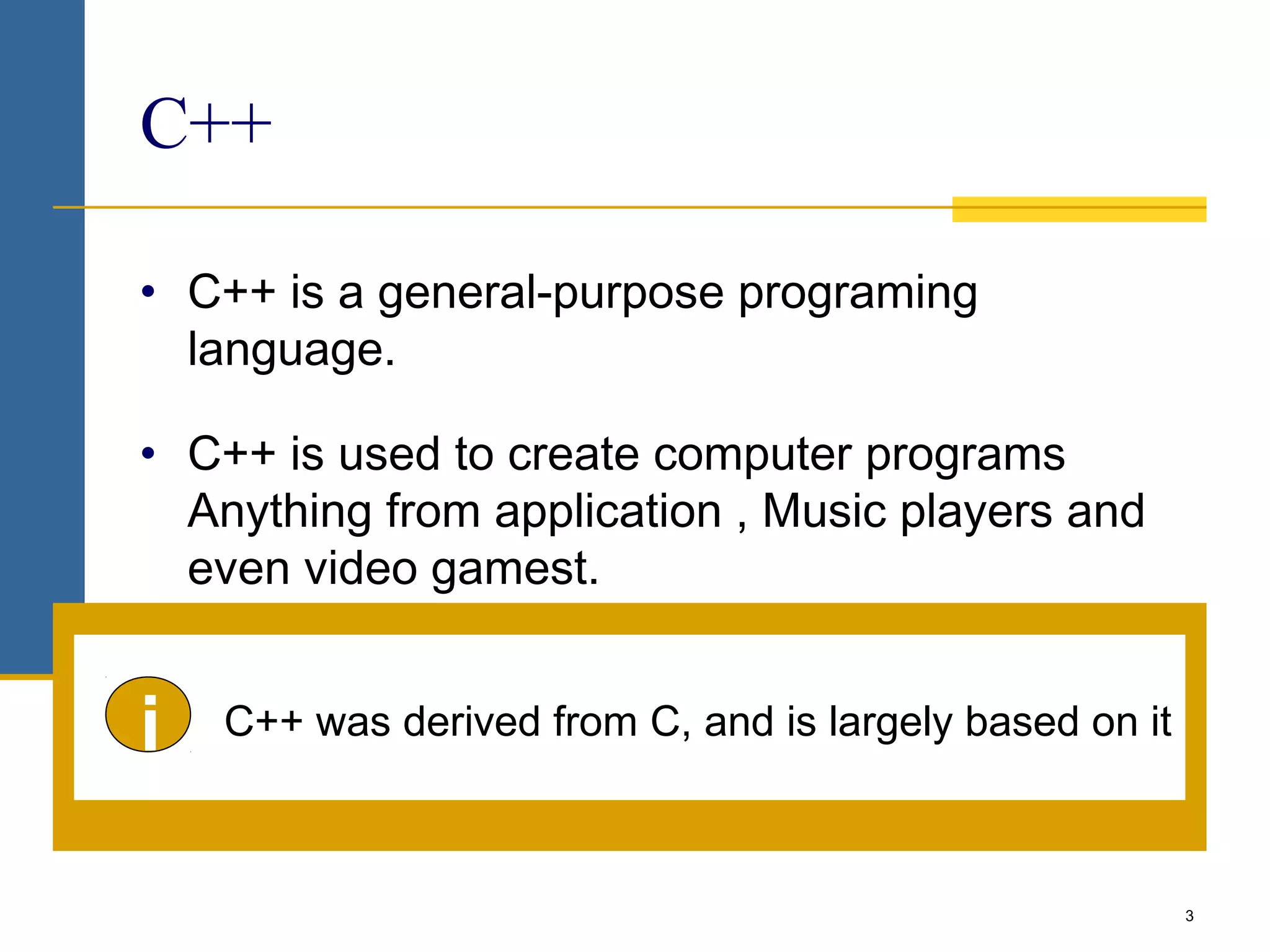 Beginner C++ easy slide and simple definition with questions | PPT