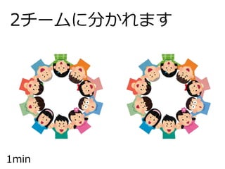 2チームに分かれます
1min
 