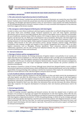 SWOT ANALYSIS ON THE DEVELOPMENT OF COLD CHAIN LOGISTICS IN CHINA | PDF