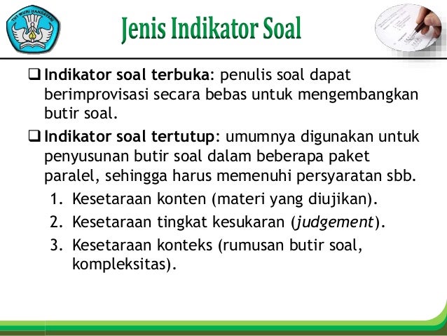 Contoh Indikator Soal Terbuka