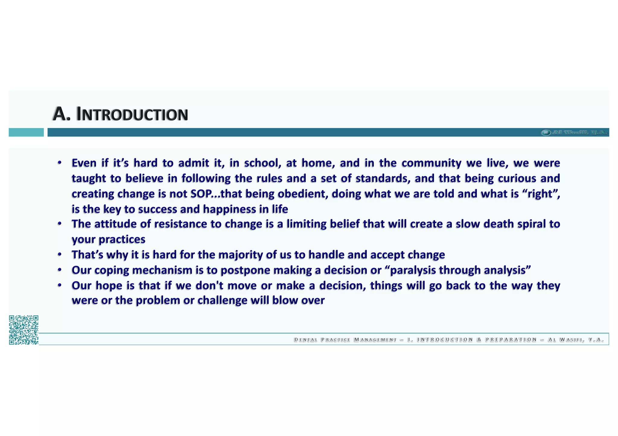 Dental Practice Management - 01.introduction & preparation / 2019
