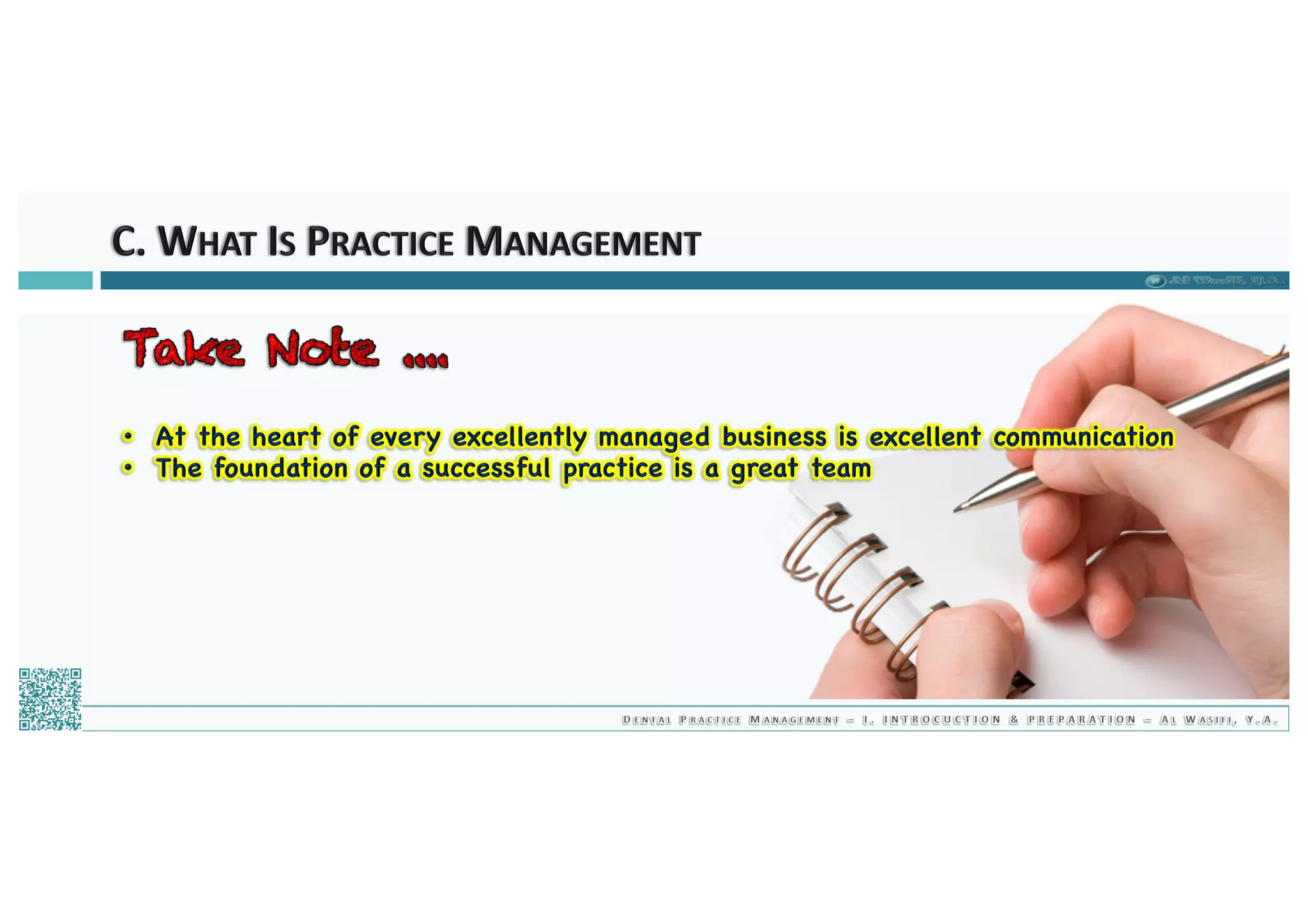 Dental Practice Management - 01.introduction & preparation / 2019