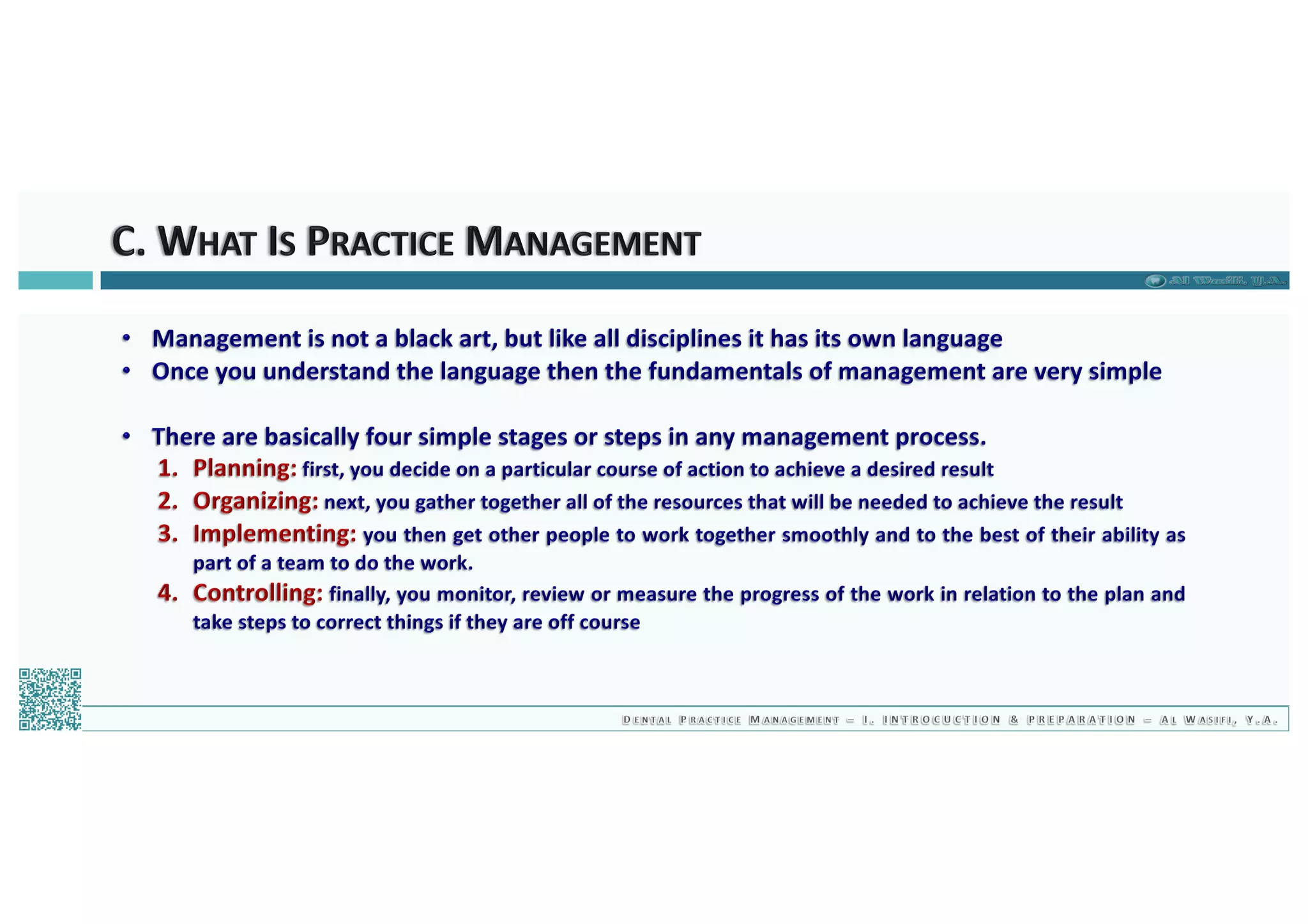 Dental Practice Management - 01.introduction & preparation / 2019