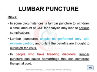 Lp Risks Nerve CSF processing in medical laboratory (01) | PDF