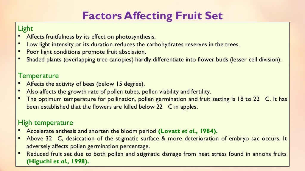 Fruit set, growth & developmental stages of various fruits