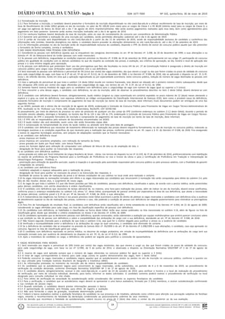 Documento assinado digitalmente conforme MP nº 2.200-2 de 24/08/2001,
que institui a Infraestrutura de Chaves Públicas Brasileira - ICP-Brasil.
Este documento pode ser verificado no endereço eletrônico
http://www.in.gov.br/autenticidade.html, pelo código 05302019053000059
59
Nº 103, quinta-feira, 30 de maio de 2019ISSN 1677-7069Seção 3
2.3 Formalização da Inscrição
2.3.1 Para formalizar a inscrição, o candidato deverá preencher o formulário de inscrição disponibilizado no site cvest.ifpe.edu.br e efetuar recolhimento da taxa de inscrição, por meio de
Guia de Recolhimento da União (GRU) gerada no ato da inscrição, no valor de R$ 100,00 (cem reais) para os cargos de Classe E e R$ 80,00 (oitenta reais) para os cargos de Classe D, a
ser paga nas agências do Banco do Brasil até o dia 7 de agosto de 2019, impreterivelmente. Não serão aceitos pagamentos realizados após essa data, bem como agendamentos para
pagamento em data posterior. Somente serão aceitas inscrições realizadas até o dia 6 de agosto de 2019.
2.3.2 Em nenhuma hipótese haverá devolução da taxa de inscrição, salvo no caso de cancelamento do concurso por conveniência da Administração Pública.
2.3.3 Somente será permitida a realização de uma inscrição por candidato, sendo permitidas alterações cadastrais até o dia 6 de agosto de 2019.
2.3.4 O cartão de inscrição será disponibilizado no site cvest.ifpe.edu.br a partir do dia 13 de setembro de 2019, sendo de responsabilidade exclusiva do candidato a conferência das
informações nele contidas. Havendo divergência nos dados, o candidato deverá proceder às alterações diretamente no site cvest.ifpe.edu.br, até o dia 17 de setembro de 2019.
2.3.5 As informações prestadas no ato da inscrição serão de responsabilidade exclusiva do candidato, dispondo o IFPE do direito de excluir do concurso público aquele que não preencher
o formulário de forma completa, correta e verdadeira.
3 DAS VAGAS RESERVADAS PARA PESSOAS COM DEFICIÊNCIA
3.1 Consideram-se pessoas com deficiência aquelas que se enquadram nas categorias discriminadas no art. 4º do Decreto nº. 3.298, de 20 de dezembro de 1999, e suas alterações e na
Súmula nº. 45 da Advocacia-Geral da União (pessoas com visão monocular).
3.2 As pessoas com deficiência, resguardadas as condições especiais previstas no Decreto nº. 9.508, de 24 de setembro de 2018, particularmente em seu artigo 1º, participarão do concurso
público em igualdade de condições com os demais candidatos no que diz respeito ao conteúdo das provas, à avaliação, aos critérios de aprovação, ao dia, horário e local de aplicação das
provas e à nota mínima exigida para aprovação.
3.3 Às pessoas com deficiência que pretendam fazer uso das prerrogativas que lhes são facultadas no inciso VIII do art. 37 da Constituição Federal é assegurado o direito de inscrição em
concurso público para cargos cujas atribuições sejam compatíveis com a sua deficiência.
3.4 Será reservado às pessoas com deficiência o percentual de 5% (cinco por cento) das vagas existentes, das que vierem a surgir ou das que forem criadas no prazo de validade do concurso
para cada cargo/código da vaga, com base no § 2º do art. 5º da Lei nº. 8.112, de 11 de dezembro de 1990, e no Decreto nº. 9.508, de 2018, não se aplicando o disposto no art. 1º, § 4º,
inciso I, do referido decreto, tendo em vista que a aplicação regionalizada ou por especialidade acarretaria, neste concurso público, redução do número de vagas destinadas às pessoas com
deficiência.
3.5 Caso a aplicação do percentual de que trata o subitem 3.4 deste Edital resulte em número fracionado, este deverá ser elevado até o primeiro número inteiro subsequente, desde que
não ultrapasse 20% (vinte por cento) das vagas oferecidas por cargo/código da vaga, nos termos do art. 5º, § 2º, da Lei nº 8.112, de 1990.
3.6 Somente haverá reserva imediata de vagas para os candidatos com deficiência para o cargo/código da vaga com número de vagas igual ou superior a 5 (cinco).
3.7 Para concorrer a uma dessas vagas, o candidato com deficiência, no ato da inscrição, além de observar os procedimentos descritos no item 2 deste Edital, deverá declarar-se com
deficiência.
3.8 O candidato com deficiência deverá fornecer, obrigatoriamente, laudo médico (original ou cópia autenticada em cartório) expedido no prazo máximo de 12 (doze) meses atestando a
espécie e o grau ou nível de deficiência, com expressa referência ao código correspondente da Classificação Internacional de Doenças (CID), bem como a provável causa da deficiência,
anexando formulário de inscrição e comprovante do pagamento da taxa de inscrição (se isento da taxa de inscrição, deve informar). Esses documentos podem ser entregues de uma das
seguintes formas:
a) via SEDEX, postado até o último dia de inscrição (6 de agosto de 2019), endereçado à Comissão de Concurso Público para Provimento de Vagas em Cargos Técnico-Administrativos do
IFPE, localizada na Av. Professor Luiz Freire, 500, Cidade Universitária, Recife/PE, CEP 50740-540.
b) pessoalmente, por meio da abertura de processo no setor de protocolo de qualquer um dos campi do IFPE (conforme endereços no subitem 2.1.2 deste Edital), durante o período de
inscrições (exceto sábados, domingos e feriados), no horário das 9h às 12h e das 14h às 17h, endereçado à Comissão de Concurso Público para Provimento de Vagas em Cargos Técnico-
Administrativos do IFPE e anexando formulário de inscrição e comprovante do pagamento da taxa de inscrição (se isento da taxa de inscrição, deve informar).
3.8.1 O IFPE não se responsabiliza pelo extravio de documentos encaminhados via SEDEX.
3.8.2 O laudo médico não será devolvido, assim como não serão fornecidas cópias dele.
3.8.3 A comprovação da tempestividade do envio do laudo médico ou atestado será feita pela data de postagem.
3.9 O candidato com deficiência que necessitar de tratamento diferenciado na realização das provas deverá requerê-lo formalmente, no ato de inscrição no concurso público, indicando as
tecnologias assistivas e as condições específicas de que necessita para a realização das provas, conforme previsto no art. 4º, caput e § 1º, do Decreto nº 9.508, de 2018. Fica assegurado
o acesso às seguintes tecnologias assistivas, sem prejuízo de adaptações razoáveis que se fizerem necessárias:
a) ao candidato com deficiência visual:
- prova impressa em braille;
- prova impressa em caracteres ampliados, com indicação do tamanho da fonte;
- prova gravada em áudio por fiscal ledor, com leitura fluente;
- prova em formato digital para utilização de computador com software de leitura de tela ou de ampliação de tela; e
- designação de fiscal para auxiliar na transcrição das respostas;
b) ao candidato com deficiência auditiva:
- prova gravada em vídeo por fiscal intérprete da Língua Brasileira de Sinais - Libras, nos termos do disposto na Lei nº 12.319, de 1º de setembro de 2010, preferencialmente com habilitação
no exame de proficiência do Programa Nacional para a Certificação de Proficiência no Uso e Ensino da Libras e para a Certificação de Proficiência em Tradução e Interpretação da
Libras/Língua Portuguesa - Prolibras; e
- autorização para utilização de aparelho auricular, sujeito à inspeção e à aprovação pela autoridade responsável pelo concurso público ou pelo processo seletivo, com a finalidade de garantir
a integridade do certame;
c) ao candidato com deficiência física:
- mobiliário adaptado e espaços adequados para a realização da prova;
- designação de fiscal para auxiliar no manuseio da prova e na transcrição das respostas; e
- facilidade de acesso às salas de realização da prova e às demais instalações de uso coletivo no local onde será realizado o certame.
3.10 As vagas relacionadas às nomeações tornadas sem efeito e as vagas relacionadas aos candidatos que renunciarem à nomeação não serão computadas para efeito do subitem 3.4, pelo
fato de não resultar, desses atos, o surgimento de novas vagas.
3.11 As vagas de que trata o subitem 3.5 que não forem providas por falta de candidatos, pessoas com deficiência, classificados e aptos, de acordo com a perícia médica, serão preenchidas
pelos demais candidatos, com estrita observância à ordem classificatória.
3.12 O candidato com deficiência que necessitar de tempo adicional de, no máximo, uma hora para realização das provas, além de indicar no ato da inscrição, deverá enviar justificativa,
conforme prazo e endereço estabelecidos no subitem 3.8, alínea "a", deste Edital, acompanhada de parecer emitido por especialista da área de sua deficiência, que ateste a necessidade
de tempo adicional, conforme prevê o § 2º do art. 4º do Decreto nº. 9.508, de 2018, e suas alterações.
3.13 A inobservância das exigências nas formas e nos prazos previstos neste Edital acarretará a perda do direito de pleitear as vagas reservadas a candidatos com deficiência e/ou a ausência
de atendimento especial no dia de realização das provas, conforme o caso, não podendo a condição de pessoa com deficiência ser alegada posteriormente para reivindicar as prerrogativas
legais.
3.14 Para fins de homologação do resultado final, os candidatos com deficiência serão classificados até o limite estabelecido no Anexo II do Decreto nº. 6.944, de 21 de agosto de 2009,
considerando as vagas ofertadas para cada cargo, em lista de classificação específica de pessoas com deficiência.
3.15 Os candidatos com deficiência, se habilitados e classificados na forma deste Edital, terão seus nomes publicados na lista mencionada no subitem 3.14, além de figurar na lista de
classificação geral, desde que atendido o critério estabelecido no Anexo II do Decreto nº. 6.944, de 2009.
3.16 Os candidatos aprovados que se declararem pessoas com deficiência, quando convocados, serão submetidos a avaliação por equipe multidisciplinar que emitirá parecer conclusivo sobre
a sua condição ou não de pessoa com deficiência e sobre a compatibilidade das atribuições do cargo com a sua deficiência, atendendo ao art. 5º do Decreto nº. 9.508, de 2018.
3.17 Não haverá segunda chamada para a avaliação de que trata o subitem 3.16, seja qual for o motivo alegado para justificar o atraso ou a ausência do candidato.
3.18 Verificada a incompatibilidade entre a deficiência e as atribuições do cargo ao qual concorreu, o candidato será eliminado do certame.
3.19 Se a deficiência do candidato não se enquadrar na previsão da Súmula AGU nº. 45/2009 e do art. 4º do Decreto nº 3.298/1999 e suas alterações, o candidato, caso seja aprovado no
concurso, figurará na lista de classificação geral por cargo.
3.20 O candidato com deficiência reprovado na perícia médica, no decorrer do estágio probatório, em virtude de incompatibilidade da deficiência com as atribuições do cargo terá sua
nomeação tornada nula, por ausência de atendimento ao disposto no art. 5º, VI, da Lei nº 8.112, de 1990.
3.21 Após a investidura do candidato no cargo, a deficiência não poderá ser arguida para justificar a concessão de aposentadoria.
4 VAGAS RESERVADAS PARA NEGROS
4.1 Será reservado aos negros o percentual de 20% (vinte por cento) das vagas existentes, das que vierem a surgir ou das que forem criadas no prazo de validade do concurso,
para cada cargo/código da vaga, com base na Lei nº 12.990, de 9 de junho de 2014, e observado o disposto na Orientação Normativa SEGEP/MP nº 3 de 1º de agosto de
2016.
4.2 A reserva de vagas será aplicada sempre que o número de vagas oferecidas no concurso público for igual ou superior a 3 (três).
4.3 O total de vagas correspondentes à reserva para cada cargo consta no quadro demonstrativo das vagas, item 1 deste Edital.
4.4 Poderão concorrer às vagas reservadas a candidatos negros aqueles que se autodeclararem pretos ou pardos no ato da inscrição no concurso público, conforme o quesito cor
ou raça utilizado pela Fundação Instituto Brasileiro de Geografia e Estatística (IBGE).
4.4.1 As informações prestadas no momento da inscrição são de inteira responsabilidade do candidato.
4.5 Os candidatos que se autodeclararam negros para concorrerem às vagas reservadas, serão submetidos, no período de 4 a 6 de novembro de 2019, ao procedimento de
verificação da condição declarada, conforme Orientação Normativa SEGEP/MP Nº 3 de 1º de agosto de 2016.
4.5.1 O candidato deverá, obrigatoriamente, acessar o site cvest.ifpe.edu.br, a partir de 23 de outubro de 2019, para verificar o horário e o local de realização do procedimento
de verificação, por meio de consulta individual, devendo, para tanto, informar os dados solicitados. O candidato somente poderá realizar o procedimento de verificação no local
designado para consulta individual no site citado.
4.5.2 Para efeito de verificação da veracidade da autodeclaração serão considerados tão somente os aspectos fenotípicos do candidato.
4.5.3 Para a verificação, o candidato que se autodeclarou negro deverá se apresentar a uma banca avaliadora, formada por 3 (três) membros, e assinar autodeclaração confirmando
a sua condição de pessoa negra.
4.5.4 Quando solicitado, o candidato deverá prestar informações pessoais à banca.
4.5.5 A apresentação do candidato será filmada, para efeito de registro e avaliação.
4.5.6 Não será fornecida a cópia da gravação, ressalvada determinação judicial.
4.5.7 Caberá à banca avaliadora realizar a avaliação fenotípica do candidato na sua presença e de imediato, adotando como critério para aferição sua percepção subjetiva do fenótipo
negro, estando o reconhecimento da falsidade da declaração condicionado ao posicionamento unânime de seus membros.
4.5.8 Da decisão que reconhece a falsidade da autodeclaração, caberá recurso no prazo de 2 (dois) dias úteis, a contar do dia posterior ao da sua avaliação.
 