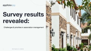 1 2022 © AppFolio, Inc. Confidential
Survey results
revealed:
Challenges & priorities in association management
 