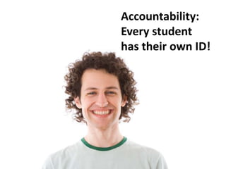 Accountability:
Every student
has their own ID!
 