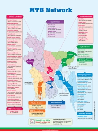Main Office
Tel: 02-9570563, 02-9568163

Principal Branch
Tel: 02-7113237, 02-7113238
Panthapath Branch
Tel: 02-8613807, 02-8629887

Gulshan Office
Tel: 02-9895969, 066-62044390

Pabna Branch
Tel: 073151829

Babu Bazar Branch
Tel: 02-7314821, 02-7314822

Pallabi Office
Tel: 02-9015919, 066-62607136

Joypurhat Branch
Tel: 0571-63584, 0571-63585

Sonargaon Branch
Tel: 02-038959-88105, 02-06723-88105

Uttara Office
Tel: 044-76150106

Rangpur Branch
Tel: 0521-52325, 0521-52326

Uttara Branch
Tel: 02-8924379, 02-8951474

Narayanganj Office
Tel: 02-7648210

Bogra Branch
Tel: 051-78108

Dhanmondi Office
Tel: 02-8913222

Progati Sarani Branch
Tel: 02-8411804, 02-8410948

Progati Sarani Office
Tel: 02-8840507

Sreenagar Branch
Tel: 02-038942-88222
Pallabi Branch
Tel: 02-9016273 , 02-8055630

Sylhet Division

Dilkusha Branch
Tel: 02-7171301, 02-7171002
02-7170137

Sylhet Branch
0821-2830271, 0821-2830272
0821-716820

Dhanmondi Branch
Tel: 02-8155607, 02-8158334

Sylhet

Bashundhara City Branch
Tel: 02-9124021,02-9120982
02-9111440, 02-8121071
Chandra Branch
Tel: 02-06822-51968

Brokerage Houses
Rajshahi

SME

Gulshan Branch
Tel: 02-8837840, 02-8832343
02-9882473

aka

Dh

Dagonbhuiyan Center
Tel: 01714108862

Fulbaria Branch
Tel: 02-9559842, 02-9559867

Narayanganj Branch
Tel: 02-7648209

Chittagong Division

SME

Madaripur Branch
Tel: 02-0661-62483, 02-0661-62482

Aganagar Branch
Tel: 02-7762226, 02-7762227

Office of the Head of Chittagong Br.
Tel: 031-2516681; Fax: 880-31-721091

SME

Noria Center
Tel: 01730080442

Khatungonj Branch
Tel: 031-612254, 031-626966

Khulna

Chittagong

Laksham Center
Tel: 01730304669

Tongi Branch
Tel: 02-9816250, 02-9816251

Khulna Division
Kushtia Branch

Kaliganj Center
Tel: 01718883140

Jubilee Road Branch
Tel: 031-624922, 031-627533
Nazirhat Branch
0821-4483498, 0443-4483498
Chakoria Branch
034-2256502
Raipur Branch
038-2256495

Shanir Akhra Branch
Tel: 02-7551169, 02-7551195 

SME Service Centers

CDA Avenue Branch
Tel: 031-623559, 031-625336

SME

Barisal

Banani Branch
Tel: 02-988-3831, 02-988-3861
02-0666-2685833, 02-0666-2629407

Mohammadpur Branch
Tel: 02-9127887, 02-9128494 

Sylhet Office
Tel: 081-2830319

Haidergonj Center
Tel: 01716224206

Savar Branch
Tel: 02-741452, 02-7741453

Dholaikhal Branch
Tel: 02-7172542, 02-7172602

Moulvi Bazar Branch
0861-62840, 0861-62841

071-71662, 071-71663

Barisal Division
Gournadi Branch
Tel: 04322-56266

SME Service Center
Kushtia SME Center

Aman Bazar Branch
031-681022, 01713106375
Agrabad Branch
031-2523287
Feni Branch
033-161984

Brokerage Houses

071-71662, 071-71663

Chittagong Office
Corporate Head Office

Tel: 031-2514797, 037-31000768

 