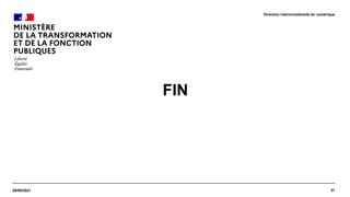FIN
29/09/2021 31
Direction interministérielle du numérique
 