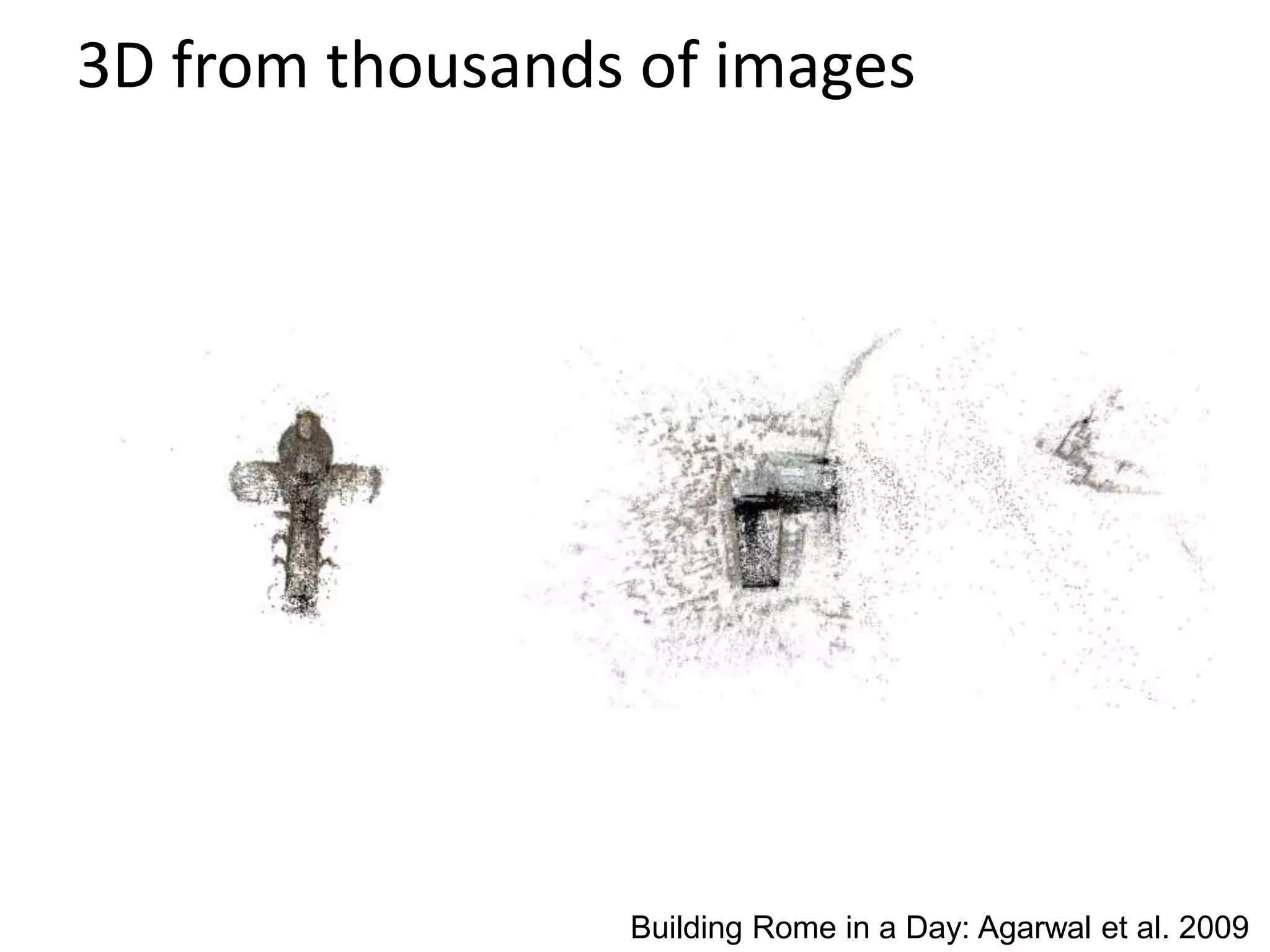3D from thousands of images
Building Rome in a Day: Agarwal et al. 2009
 