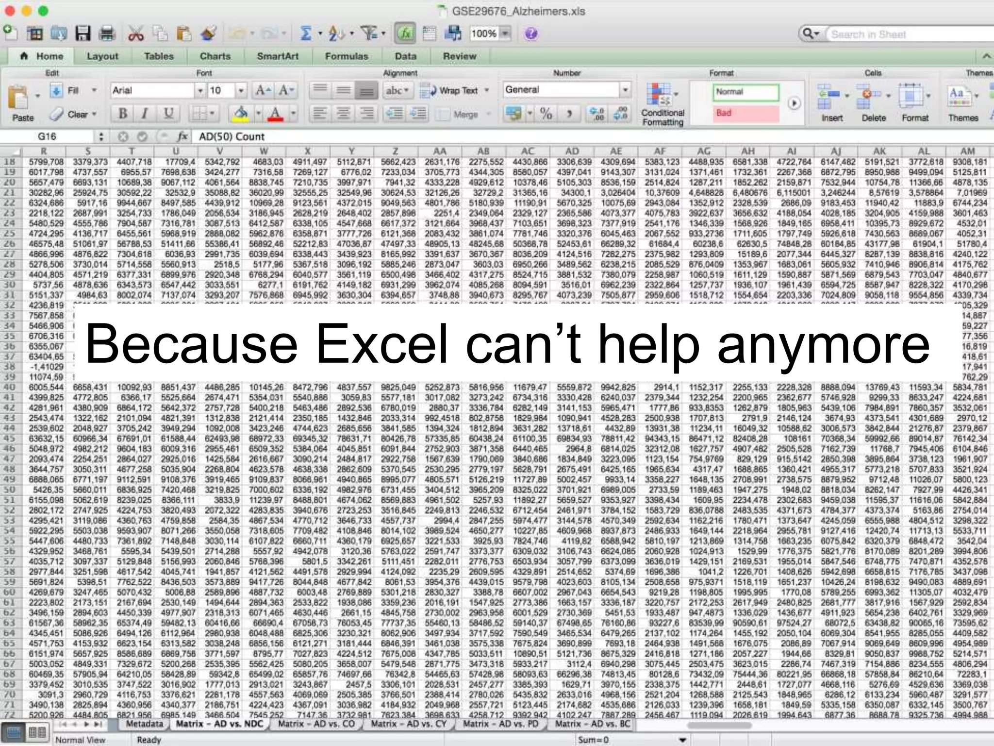 Because Excel can’t help anymore
 