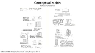 Conceptualización
ParJdo arquitectónico
Gobierno Civil de Tarragona, Alejandro de la Sota, Tarragona, 1959-63
 