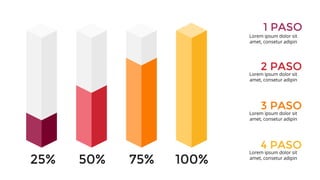 Lorem ipsum dolor sit
amet, consetur adipin
25% 50% 75% 100%
Lorem ipsum dolor sit
amet, consetur adipin
Lorem ipsum dolor sit
amet, consetur adipin
Lorem ipsum dolor sit
amet, consetur adipin
1 PASO
2 PASO
3 PASO
4 PASO
 