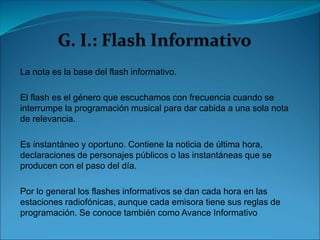Flash Informativo Texto Género Radiofónico Informativo | PPTX