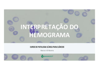 CURSO DEPATOLOGIA CLÍNICA PARACLÍNICOS
Marcio A B Moreira
INTERPRETAÇÃO DO
HEMOGRAMA
 