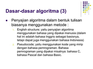 01. Dasar-dasar Algoritma Pemrograman menggunakan Visual Basic | PPT