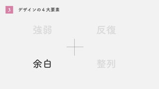3 デザインの４大要素
余白 整列
反復
強弱
 