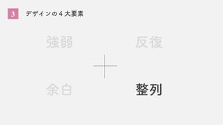 3 デザインの４大要素
余白 整列
反復
強弱
 