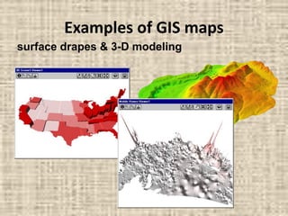 Examples of GIS maps
surface drapes & 3-D modeling
 