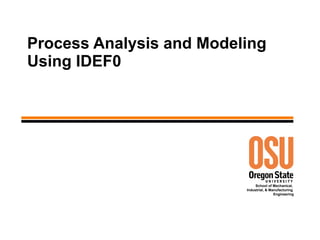 School of Mechanical,
Industrial, & Manufacturing
Engineering
Process Analysis and Modeling
Using IDEF0
 