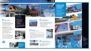 TRIOME montagne
garantit vos constructions
(garanties Contractant
général décennale
et biennale).
n La qualité grâce à un suivi minutieux des travaux et à un contrôle
régulier sur le chantier.
n La sécurité du personnel grâce à des formations sur les spéciﬁcités
des chantiers de montagne et le contrôle quotidien du respect
des règles de sécurité et d’utilisation des équipements appropriés.
n L’environnement et le développement durable grâce à la mise
à disposition d’un expert dont la mission est de réduire l’impact
écologique du chantier.
des experts
en construction
d’équipements
de montagne
Des équipes
hautement
qualifiées
CONSTRUCTIONs BBC
PARFAITEMENT INTÉGRÉEs
DANS L’ENVIRONNEMENT
TRIOME montagne est le spécialiste
pour la construction des ouvrages de montagne.
Il gère l’ensemble de votre chantier de l’étude
d’exécution jusqu’à la livraison, aussi bien
en France que dans les pays voisins.
Aﬁn de répondre à toutes vos attentes,
TRIOME montagne s’entoure des meilleurs
spécialistes (ingénieurs, conducteurs de travaux,
ouvriers qualiﬁés…) et assure l’ordonnancement,
le pilotage, la coordination et la réalisation
de vos travaux de construction.
Un véritable rôle de chef d’orchestre
aﬁn de diriger les équipes pluridisciplinaires
qui œuvrent sur le chantier.
Agissant en conformité avec les normes
de constructions en vigueur, TRIOME montagne
a placé la transparence, la qualité et la sécurité
au cœur de ses préoccupations. Trois exigences
incontournables qui vous garantissent un chantier
livré dans le respect des coûts et des délais.
Le guide pour mener
vos projets au sommet !
La performance n’est possible qu’à condition de bénéﬁcier
des outils adéquats. TRIOME montagne s’est donc doté du parc
matériel nécessaire à la réussite de votre construction :
n Du matériel de chantier de dernières
générations (grues, pelleteuses,
grue automotrice, camions-grues…).
n D’un outillage technique et thermique complet et adapté.
Un parc technologique
et logistique performant
Grâce à ses équipes spécialisées en génie civil
et une aire de préfabrication d’éléments en béton,
TRIOME montagne se montre réactif
à chaque étape du chantier.
Le respect des délais grâce
à une réactivité à toute épreuve
Nos engagements
pour un projet sur-mesure
TRIOME montagne est composée
d’hommes et de femmes qui,
avec leurs expertises,
« ont la montagne dans la peau ».
Une passion pour les grands espaces
et l’intégration des problématiques
de construction en altitude
et des contraintes météo.
Premier de cordée
en construction
de montagne !
4 pôles experts,
1 pole position !
Organisé autour de ses quatre pôles,
le GroupeAEVO maîtrise :
n l’entreprise générale (TRIOME),
n le gros-œuvre et la charpente
(TEXIACONSTRUCTIONS),
n les infrastructures sportives
(AXIOM SPORT),
n les ouvrages spécifiques à la montagne
(TRIOME MONTAGNE).
Nos équipes qualifiées, nos compétences,
nos moyens mutualisés et notre expérience
vous offrent les expertises pluridisciplinaires
d’un grand constructeur au service
de vos projets.
les contraintes techniques
et géographiques
des MOYENS MATÉRIELS
et humains pour maîtriser
Tous
bâtiments
et équipements
publics ou privés
d’altitude :
tremplin de ski,
usine à neige,
stade nordique,
gare de télécabine,
locaux techniques,
restaurants,
refuges
...
01-3volets-triome montagne-050913_Mise en page 1 05/09/13 14:26 Page2
 