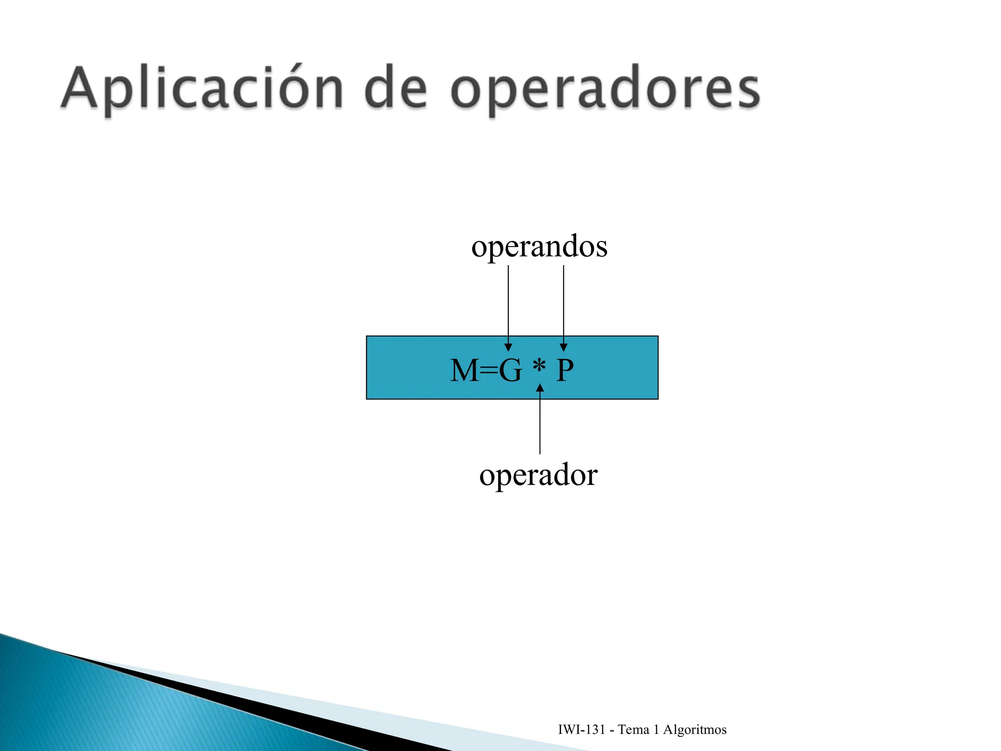 IWI-131 - Tema 1 Algoritmos
M=G * P
operandos
operador
 