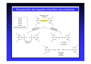 Rompimento das ligações dissulfeto nas proteínas.
 