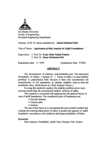 Application of risk analysis in uplift foundation