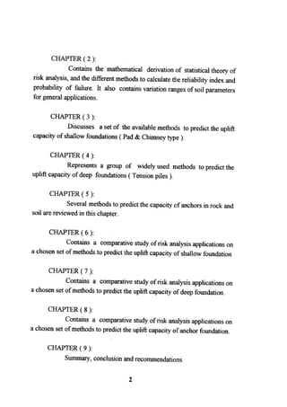 Application of risk analysis in uplift foundation