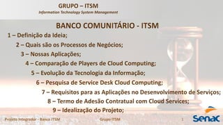 Grupo ITSMProjeto Integrador - Banco ITSM 1
 