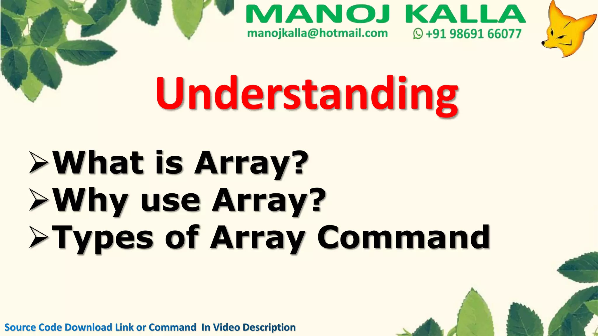Visual Foxpro Array | VFP Array | What is array in visual foxpro | PPT