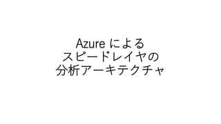 Azure による
スピードレイヤの
分析アーキテクチャ
 
