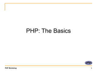 PHP Workshop 1
PHP: The Basics