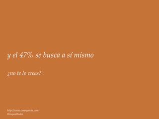 y el 47% se busca a sí mismo

¿no te lo crees?




http://www.cesargarcia.com
@inquiettudes
 