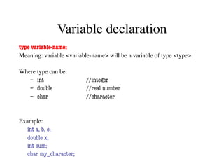 Char Variable Example Presentation: C++ basics review_University | PDF