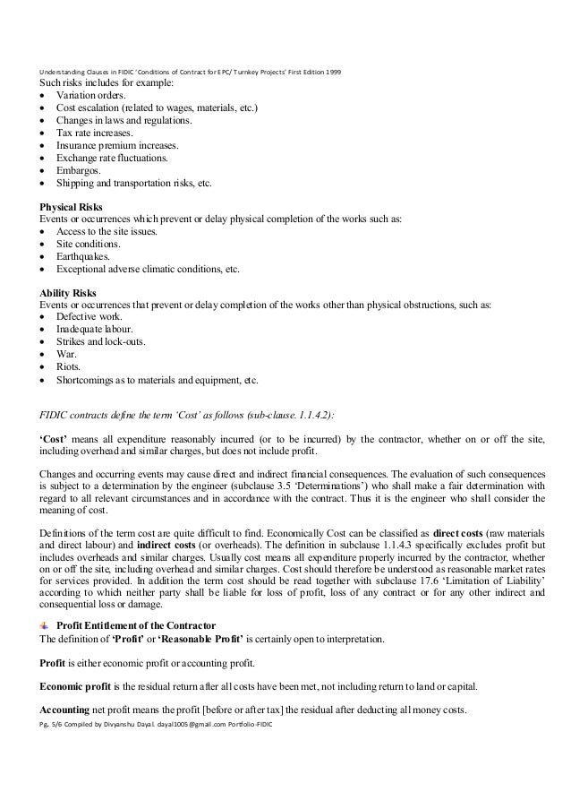 Clause 14.1 The Contract Price Understanding Clauses in