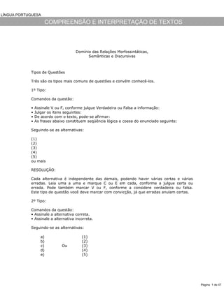 Questões Interpretação de Texto, PDF