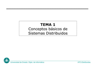 ATC-Distribuidas
Universidad de Oviedo / Dpto. de Informática
TEMA 1
Conceptos básicos de
Sistemas Distribuidos
 